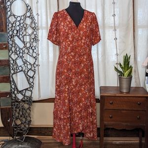 Nanette Lepore orange floral wrap dress 10